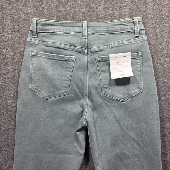 Flying Monkey Black Label Jeans Womens 28 Sage Green Bootcut Stretch High Rise - Picture 3 of 9